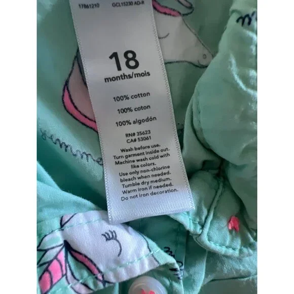 Carters Turquoise Unicorn Neon Pink Belted Sun Dress Girls Size 18 Mos - Picture 3 of 4